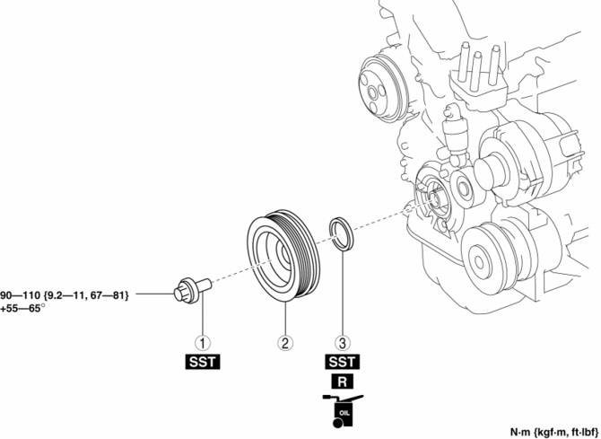 2016 Mazda CX-5 front oil seal replacement diagram.